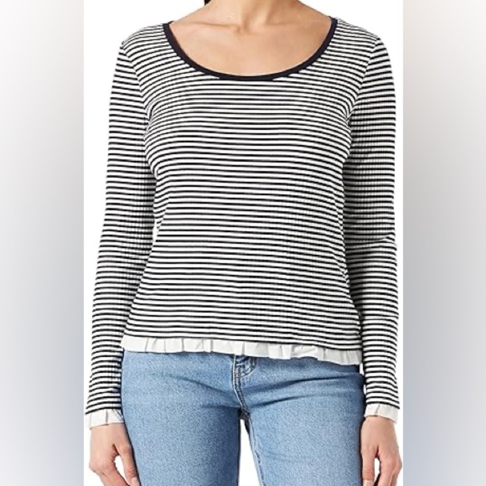 Women’s EDC Navy Blue & white Striped Long sleeve top size L